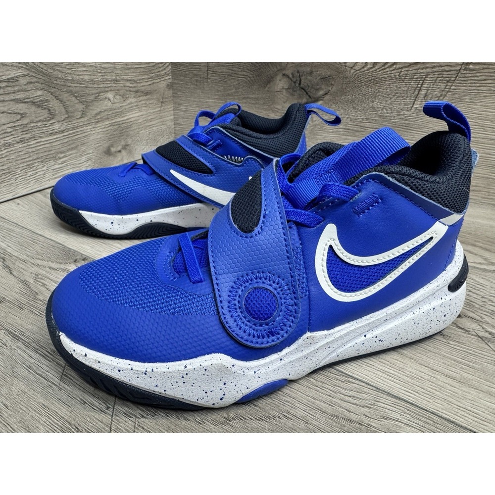 Nike Boys Team Hustle D11 DV8994-400 Blue Basketball Shoes No Tie Size 2Y